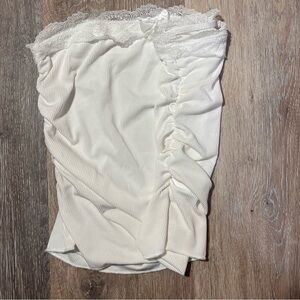 White Lace-Trimmed Tube Top